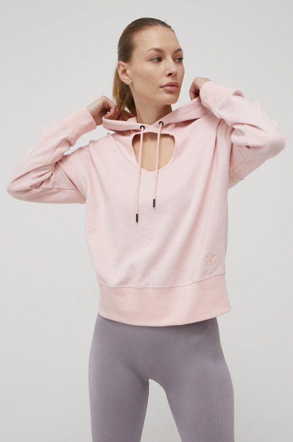 Dkny hanorac de bumbac femei, culoarea roz, neted