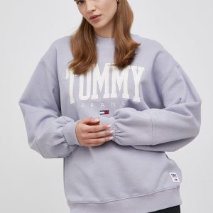 SS22-BLD019_44A_F1.jpg Tommy Jeans Bluză femei, culoarea violet, cu imprimeu