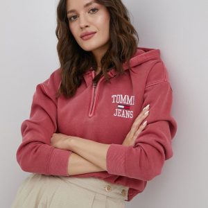 Tommy Jeans bluza femei, culoarea roz, cu imprimeu