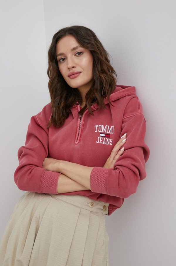 SS22-BLD026_30X_F1.jpg Tommy Jeans bluza femei, culoarea roz, cu imprimeu