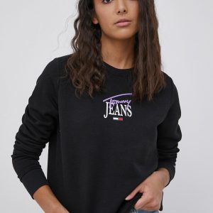 Tommy Jeans bluza femei, culoarea negru, cu imprimeu