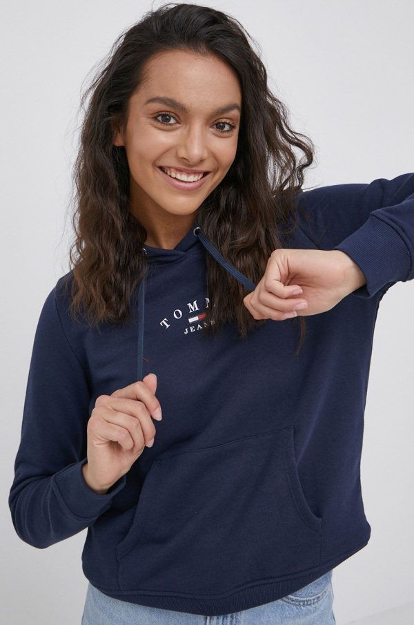 SS22-BLD02A_59X_F1.jpg Tommy Jeans bluza femei, culoarea albastru marin, cu imprimeu