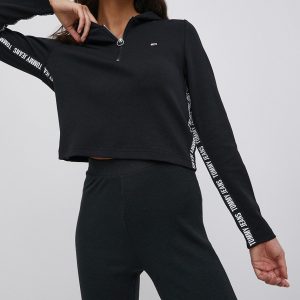 Tommy Jeans bluza femei, culoarea negru, cu imprimeu
