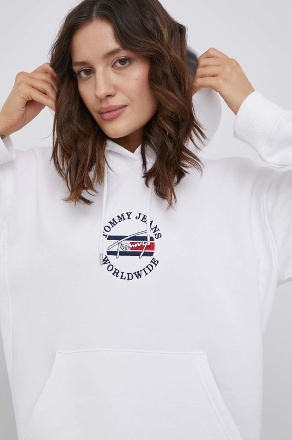 SS22-BLD02E_00X_F1.jpg Tommy Jeans bluza femei, culoarea alb, cu imprimeu
