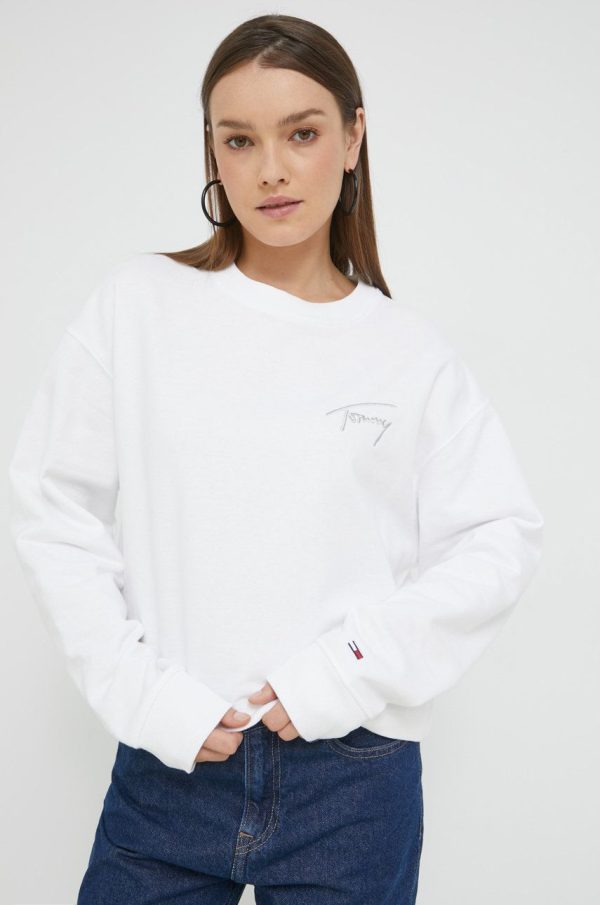 SS22-BLD02N_00X_F1.jpg Tommy Jeans bluza femei, culoarea alb, cu imprimeu