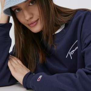 SS22-BLD02N_59X_F1.jpg Tommy Jeans bluza femei, culoarea albastru marin, cu imprimeu