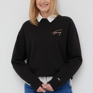 SS22-BLD02N_99X_F1.jpg Tommy Jeans bluza femei, culoarea negru, cu imprimeu