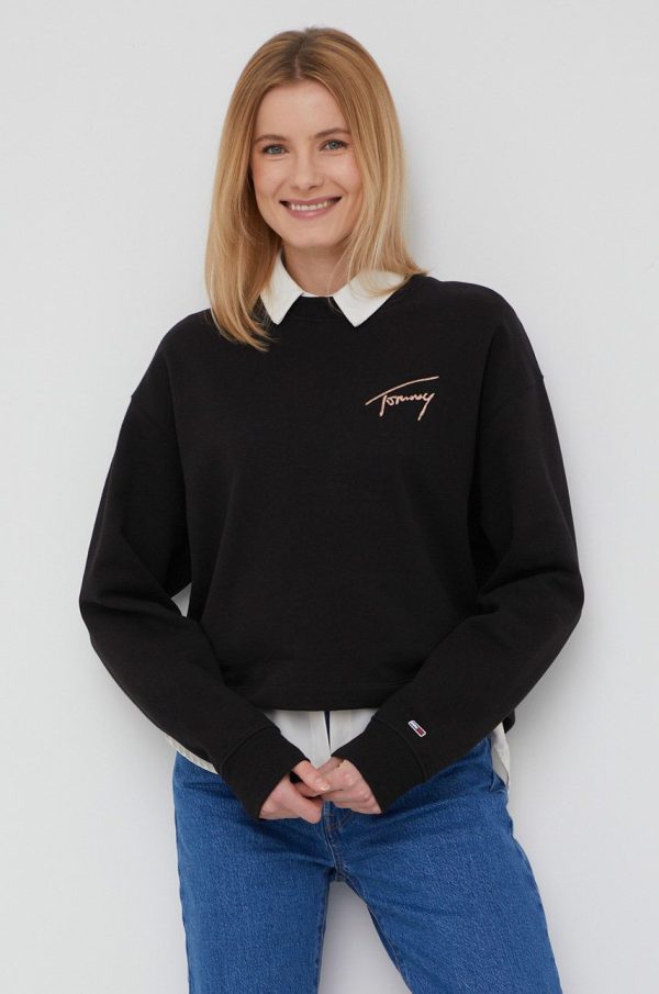 Tommy Jeans bluza femei, culoarea negru, cu imprimeu