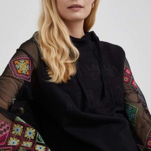Desigual bluza femei, culoarea negru, cu imprimeu