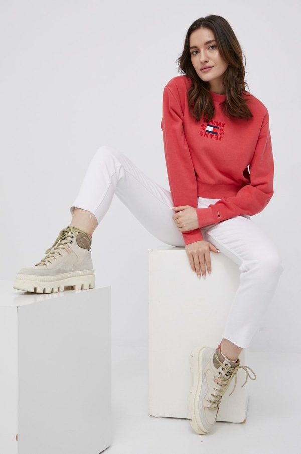 SS22-BLD08G_33X_F1.jpg Tommy Jeans bluza femei, culoarea rosu, cu imprimeu