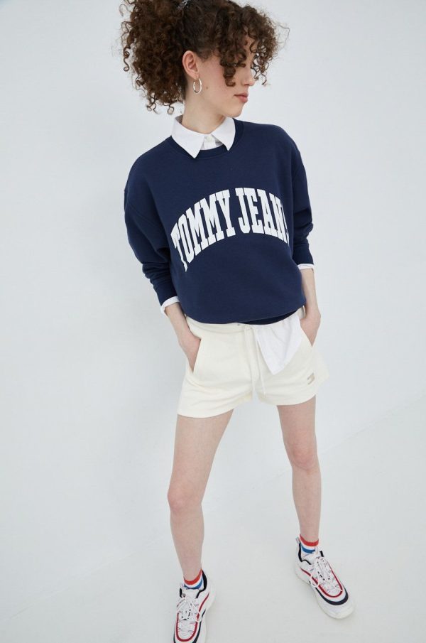 SS22-BLD08L_59X_F1.jpg Tommy Jeans bluza femei, culoarea albastru marin, cu imprimeu