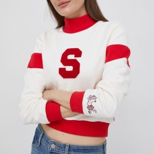 Levi's hanorac de bumbac X Simpson femei, culoarea bej, cu imprimeu