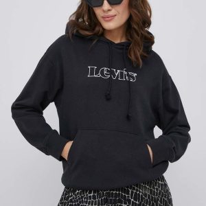 Levi's bluza femei, culoarea negru, cu imprimeu