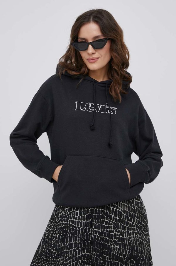SS22-BLD09R_99X_F1.jpg Levi's bluza femei, culoarea negru, cu imprimeu
