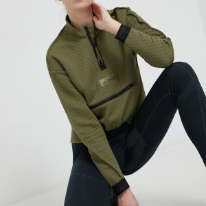 adidas Performance hanorac GQ4264 femei, culoarea verde, neted