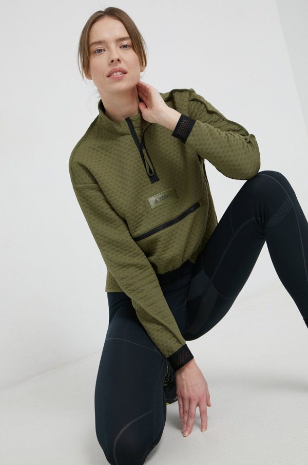 SS22-BLD0AM_91X_F1.jpg adidas Performance hanorac GQ4264 femei, culoarea verde, neted