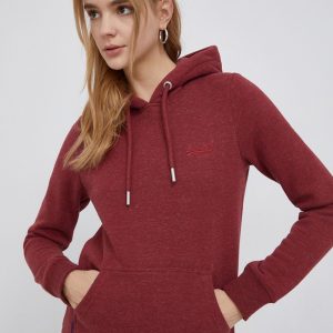 Superdry Bluză femei, culoarea bordo, melanj