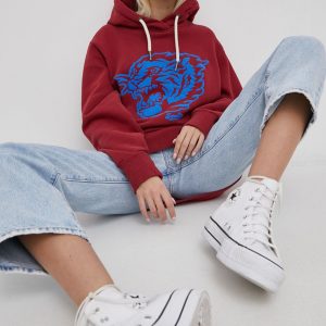 Superdry Bluză femei, culoarea rosu, material neted