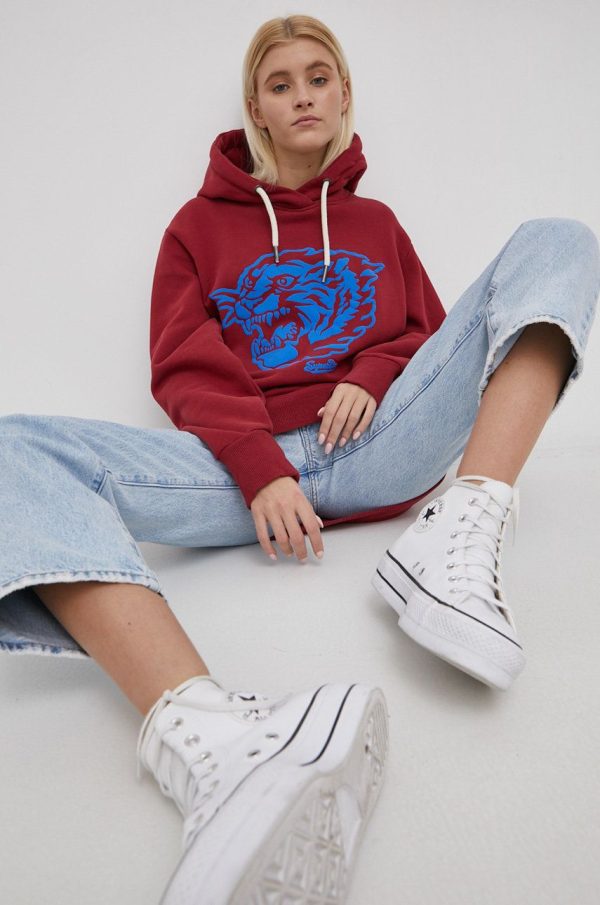 SS22-BLD0B5_33X_F1.jpg Superdry Bluză femei, culoarea rosu, material neted