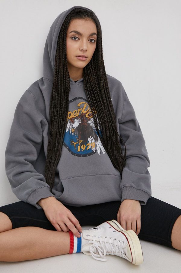 SS22-BLD0B9_90X_F1.jpg Superdry Bluză femei, culoarea gri, cu imprimeu