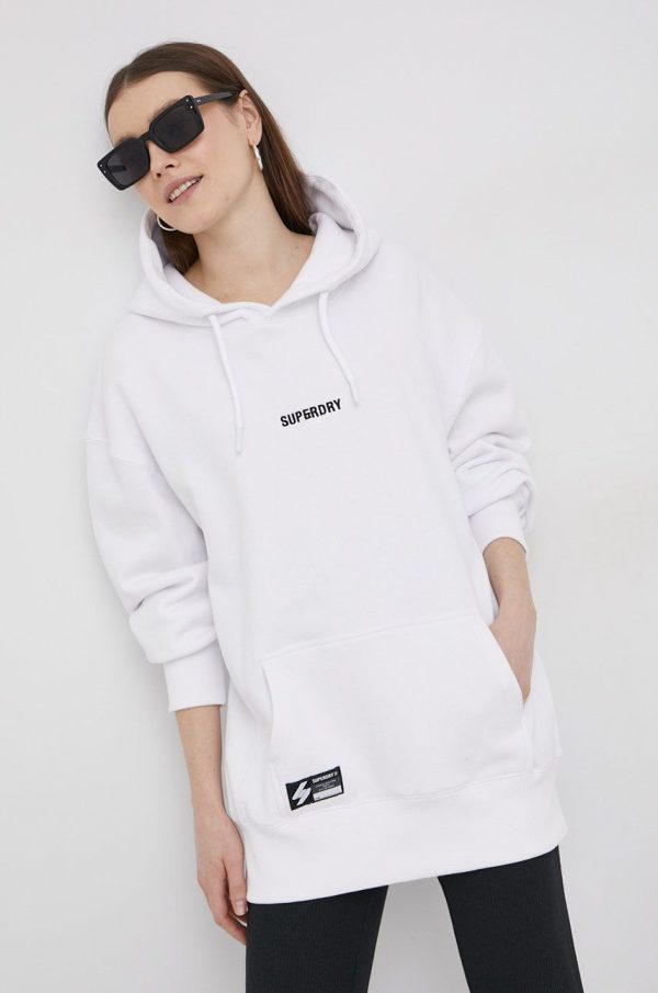 Superdry Bluză femei, culoarea alb, cu imprimeu