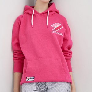 Superdry Bluză femei, culoarea roz, cu imprimeu