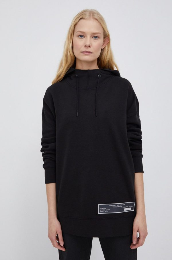 SS22-BLD0BO_99X_F1.jpg G-Star Raw Hanorac de bumbac femei, culoarea negru, material neted