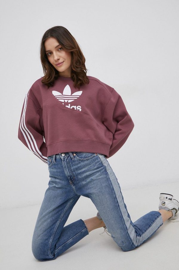 adidas Originals bluza Adicolor HC4620 femei, culoarea violet, neted