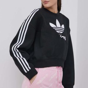 adidas Originals bluza Adicolor HC4622 femei, culoarea negru, cu imprimeu