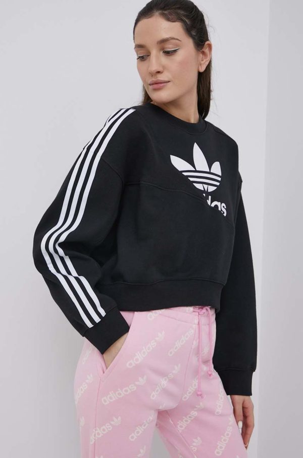 SS22-BLD0FL_99X_F1.jpg adidas Originals bluza Adicolor HC4622 femei, culoarea negru, cu imprimeu