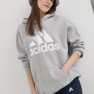 Adidas Bluză HD1748 femei, culoarea gri, cu imprimeu