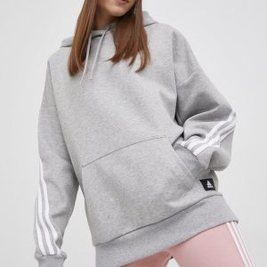 Adidas Bluză HD8999 femei, culoarea gri, material neted