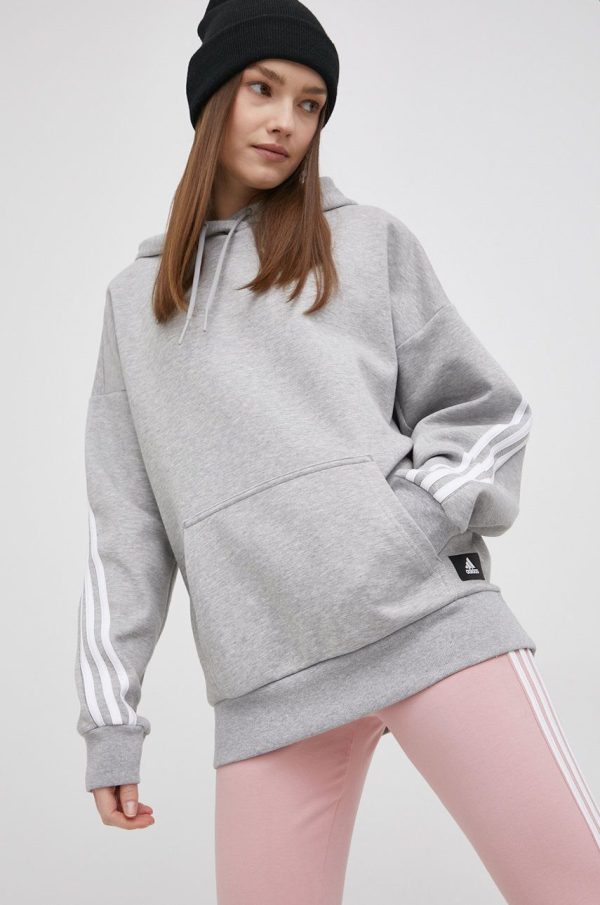 Adidas Bluză HD8999 femei, culoarea gri, material neted