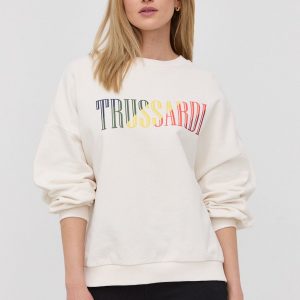 SS22-BLD0H3_01X_F1.jpg Trussardi hanorac de bumbac femei, culoarea bej, cu imprimeu