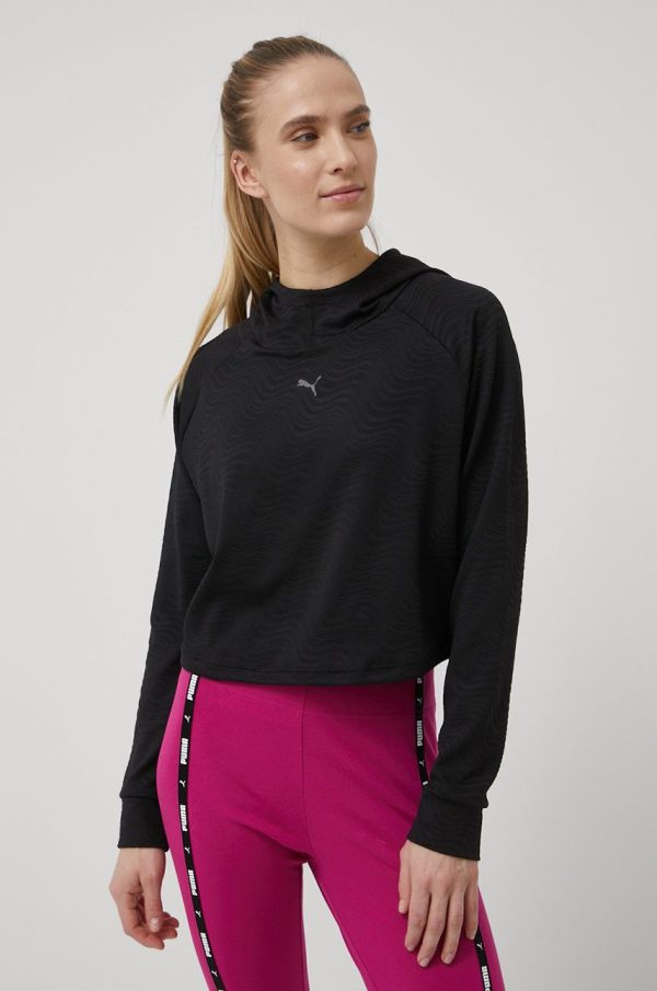 Puma hanorac de antrenament Flawless 521551 femei, culoarea negru, modelator