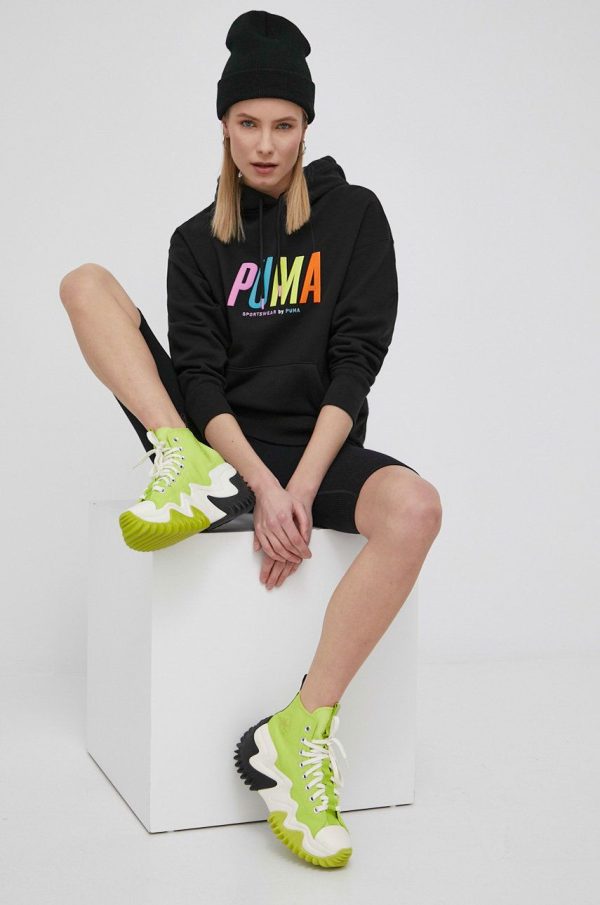 Puma bluza 533564 femei, culoarea negru, cu imprimeu