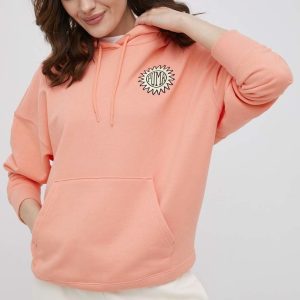 Puma hanorac de bumbac 533583 femei, culoarea portocaliu, cu imprimeu