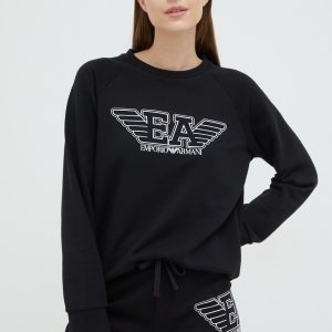 Emporio Armani Underwear bluza femei, culoarea negru, cu imprimeu