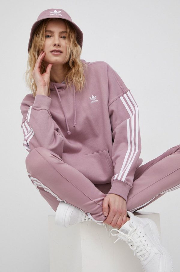 SS22-BLD0JT_34X_F1.jpg adidas Originals hanorac de bumbac Adicolor HB9531 femei, culoarea roz, neted