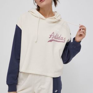 adidas Originals bluza HD9782 femei, culoarea bej, cu imprimeu