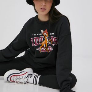 SS22-BLD0KS_99X_F1.jpg adidas Originals hanorac de bumbac Trefoil Moments HE6831 femei, culoarea negru, cu imprimeu
