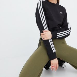 adidas Originals hanorac de bumbac Adicolor HF7530 femei, culoarea negru, cu imprimeu