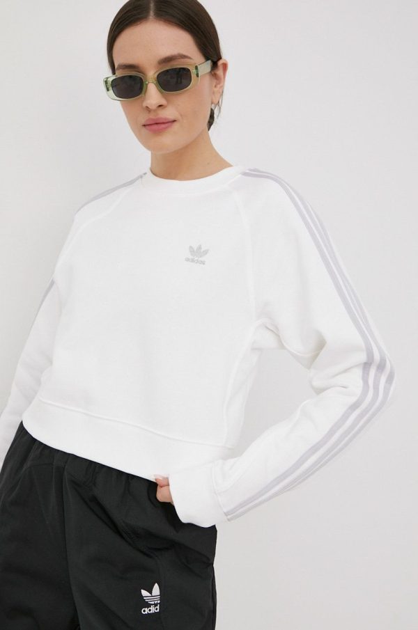 SS22-BLD0NE_00X_F1.jpg adidas Originals hanorac de bumbac Adicolor HF7531 femei, culoarea alb, cu imprimeu