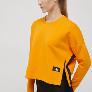 adidas Performance bluza HG6253 femei, culoarea portocaliu, neted