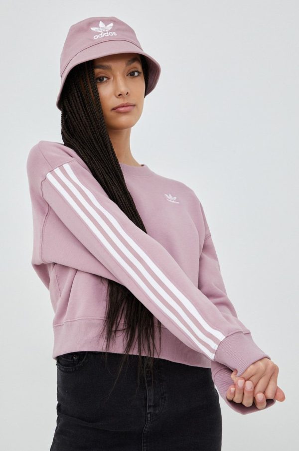 SS22-BLD0NU_45X_F1.jpg adidas Originals hanorac de bumbac Adicolor HC2027 femei, culoarea violet, cu imprimeu