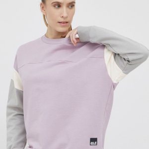 SS22-BLD0P5_48X_F1.jpg Jack Wolfskin hanorac de bumbac femei, culoarea violet, neted