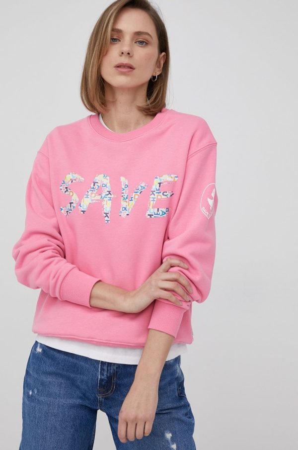 SS22-BLD0PF_30X_F1.jpg Save The Duck bluza femei, culoarea roz, cu imprimeu