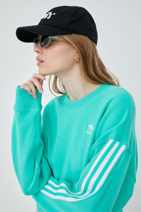 SS22-BLD0PZ_77X_F1.jpg adidas Originals hanorac de bumbac Adicolor HE9735 femei, culoarea verde, cu imprimeu