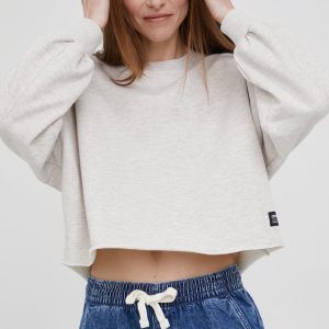 Dr. Denim bluza femei, culoarea bej, melanj