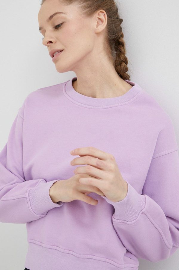 Deha hanorac de bumbac femei, culoarea violet, neted